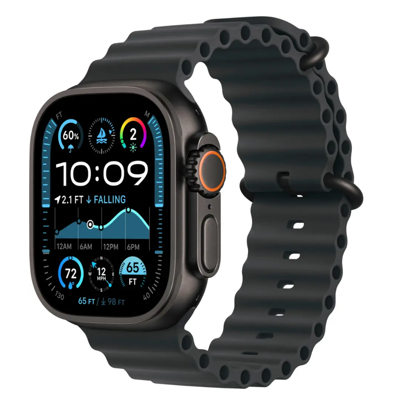 Apple Watch Ultra 2（GPS+蜂巢網路）49毫米鈦金屬錶殼搭配黑色海洋藍錶帶
