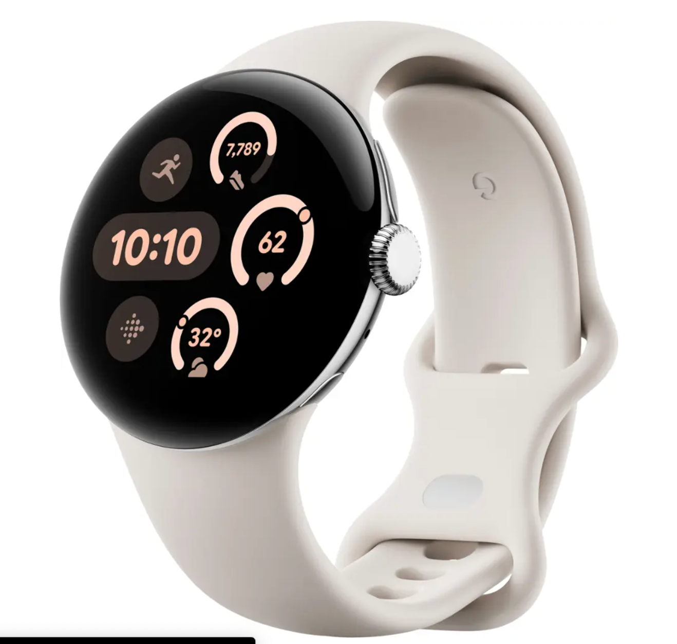 Google - Pixel Watch 3（41毫米）智慧手錶，搭配瓷錶帶 - Wi-Fi - 拋光銀